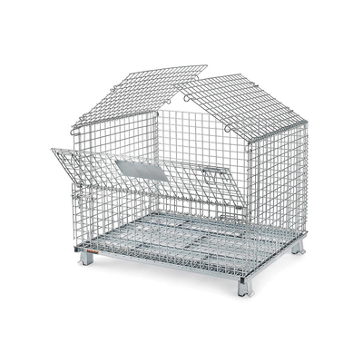 Warehouse Galvanized Steel Metal Wire Mesh Storage Cages Foldable