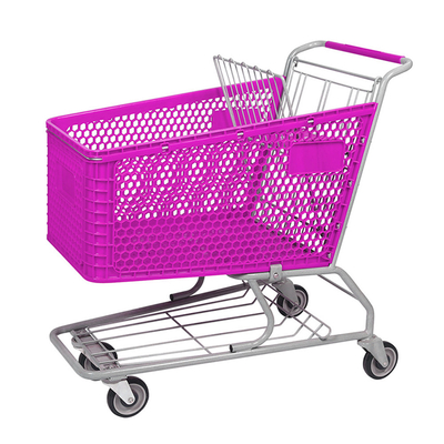Half Plastic Supermarket Shopping Trolley 165L Carts For Customised Colours