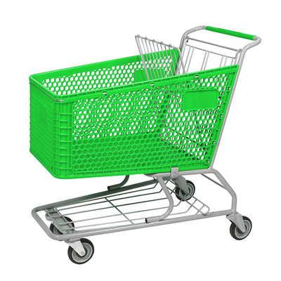 Half Plastic Supermarket Shopping Trolley 165L Carts For Customised Colours