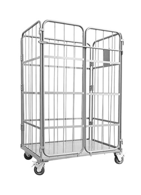 Foldable Frame Metal 4 Side Logistics Trolley Transports Security Wire Mesh Trolley MT MT-LRC05