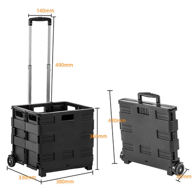 Wholesale Plastic Rolling Folding Utility Supermarket Trolleys Grocery Foldable Shopping Cart With Wheels