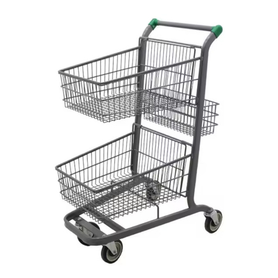 High Quality Double Basket Shopping Cart Two layer Storage Supermarket  Trolley