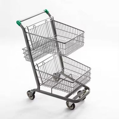 High Quality Double Basket Shopping Cart Two layer Storage Supermarket  Trolley