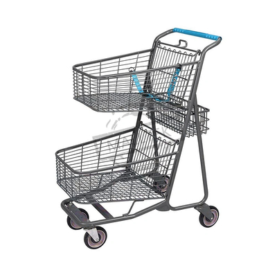 High Quality Double Basket Shopping Cart Two layer Storage Supermarket  Trolley