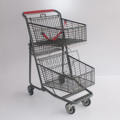 High Quality Double Basket Shopping Cart Two layer Storage Supermarket  Trolley