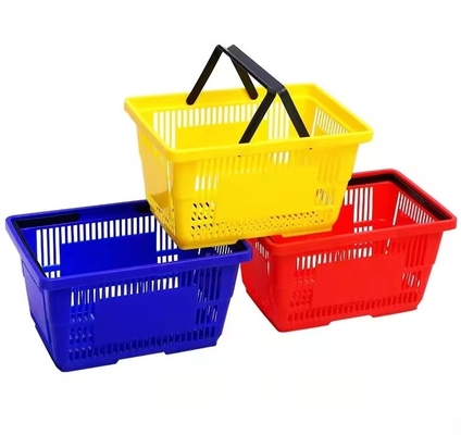 Popular Grocery Store Laundry Handbasket Supermarket Plastic Handle Hanging Shopping Basket