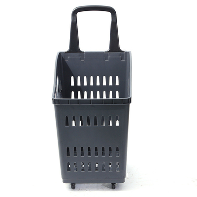 Retail Stores Supermarket Shopping Basket With Wheels 60L