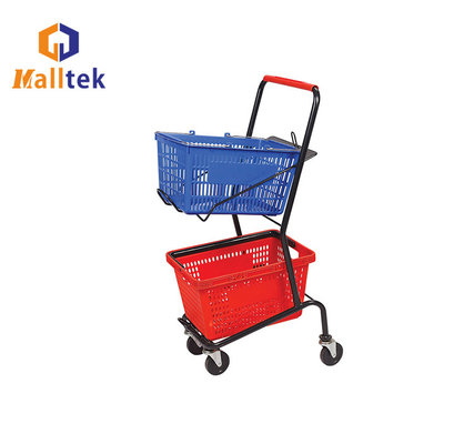 Japan Style 2 Tier Mini Shopping Basket Trolley Cart With 4 Wheels