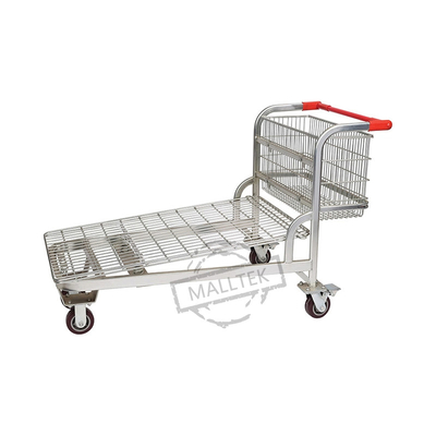 Heavy Duty Warehouse 5 Wheels Hand Push Metal Supermarket Transport Trolley Cart