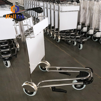 Airport Luggage Trolley Stainless Steel Airport Baggage Cart With Handle Brake