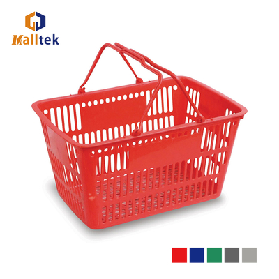 Plastic Storage Shopping Basket Double Handle Portable