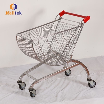 Fan Shaped V  Type Foot Metal Shopping Trolley Cart For Supermarket