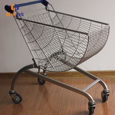 Fan Shaped V  Type Foot Metal Shopping Trolley Cart For Supermarket