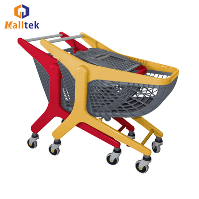 80 Liter/80 Kgs Fan Shaped Plastic Shopping Trolley Cart For Supermarket