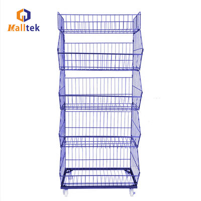 Supermarket Rolling Metal Wire Container Promotion Mesh Cage With Wheels