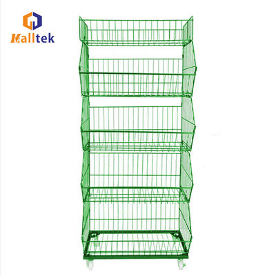 Supermarket Rolling Metal Wire Container Promotion Mesh Cage With Wheels