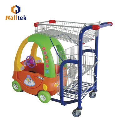 Plastic Baby Shopping Trolley With Basket For Supermarket
