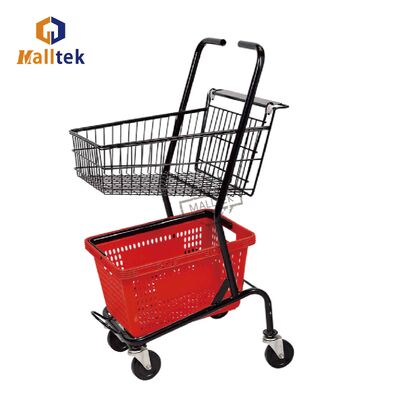 2 Layer Supermarket Shopping Trolley For Grocery 100KG Loading