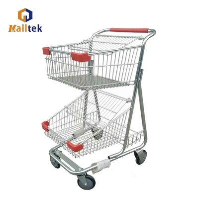 Hot Sale 2 Schicht Supermarkt Einkaufswagen für Lebensmittel 100KG Beladen