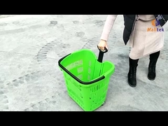 Großer Kunststoff-Supermärkten-Einkaufskorb mit Griff und 2 Rädern